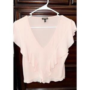 Express Women's Pink Ruffle Top